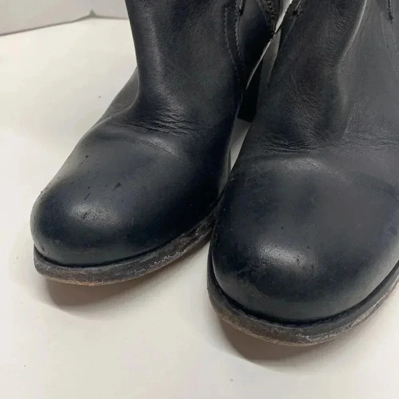 Frye Malorie Knotted Short Heeled Leather Boots Booties Buckle Black 7.5 - Picture 5 of 12